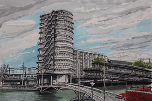 Tekeningen en aquarellen in line and wash