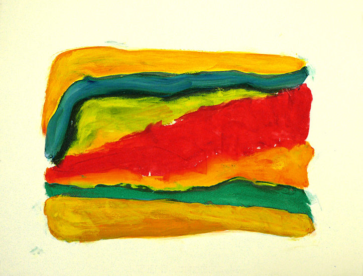 Kleurrijk abstract Landschap - aquarel nr. 6.368 - te koop / ook huren