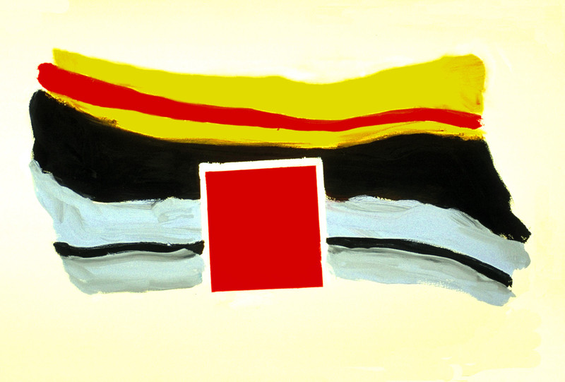 Geblokt abstract Landschap - schilder-kunst op papier nr. 6.407