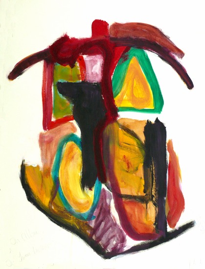 'Binnenhuis' - abstracte acryl-schilderij op papier - * gratis abstracte kunst / nog beschikbaar