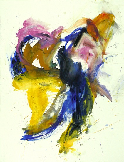 'ALBERT's TWIST' - abstracte vrolijke kunst op papier: kleurrijk schilderij te koop / ook kunstuitleen Artolive