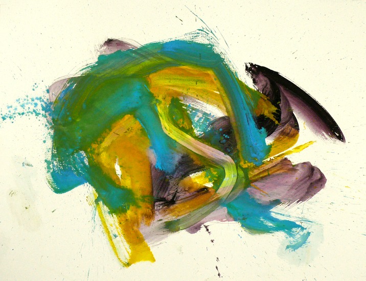 'ALS NATUUR' - abstract schilderij in natuurlijke kleuren op papier; te koop en bij kunstuitleen