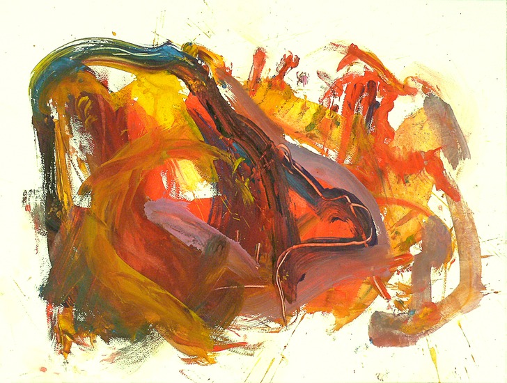 'GLOED' - abstract vrolijk schilderij, te koop en huren bij de kunstuitleen