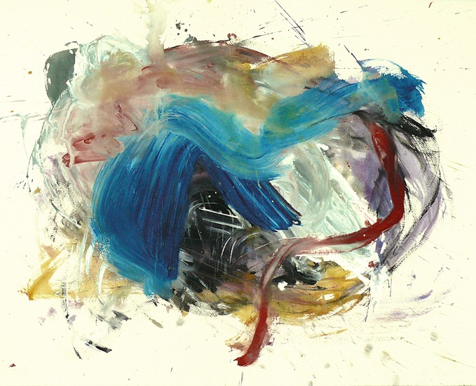 'WINTER-GEZICHT' - een abstract & natuurlijk schilderij op papier in lijst; kunst is te koop en te huur