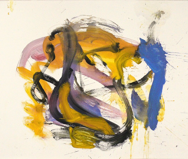 EEN WOLKEN POORT - modern abstract schilderij op papier, in lijst