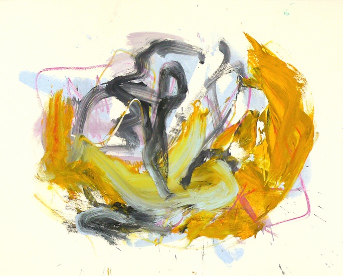 DEJAVU - modern abstract schilderij op papier in lijst