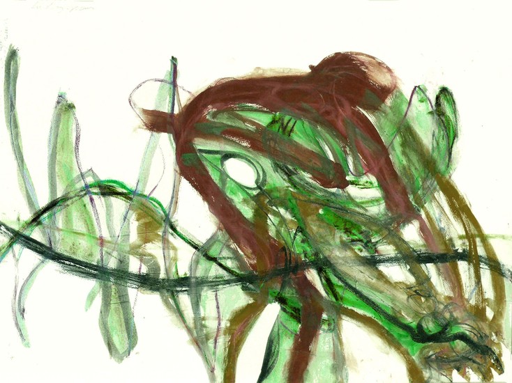 'Historiogram' - abstracte aquarel op papier uit 2010; niet meer beschikbaar