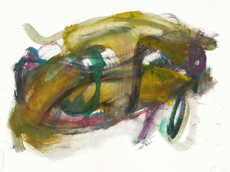 'Gedroomd' - klein abstract schilderij op papier; werk is nog beschikbaar, ​​​​Fons Heijnsbroek