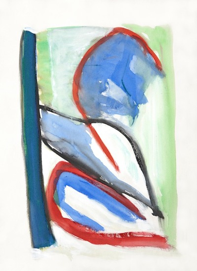 Blauwe lucht; abstracte gouache 6,148