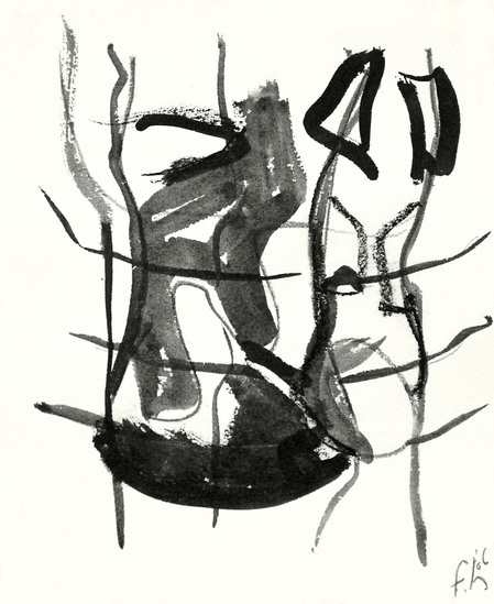 'Ruimtetoren' - abstract klein werk op papier; niet meer beschikbaar - ​​​​​​Fons Heijnsbroek