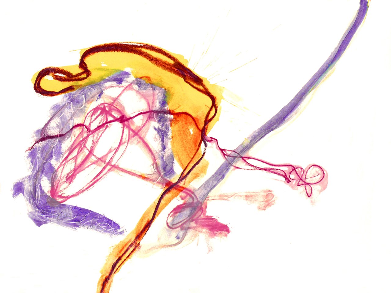 'Painting's Deaf' - colorful happy watercolor on paper, for sale