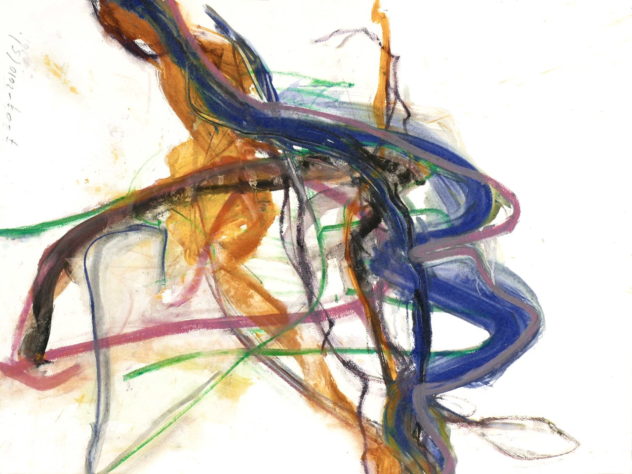 '7 Juli 2010' - moderne kleurige gouache op papier - te koop + kunstuitleen