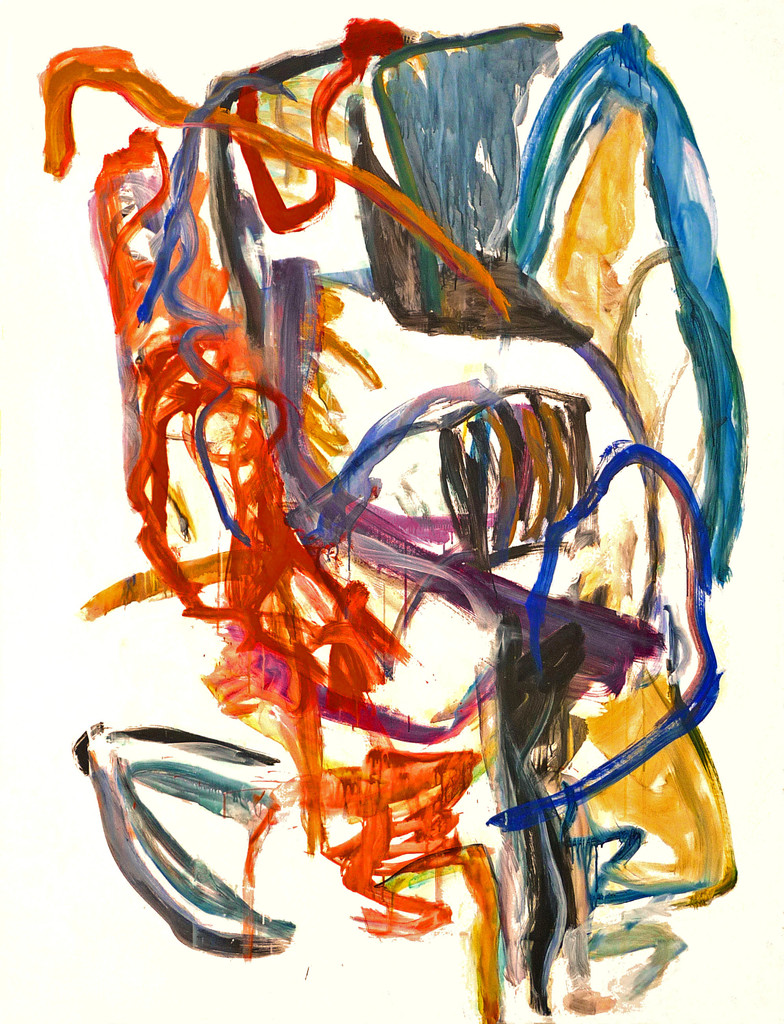 'City-look', Amsterdam' - groot abstract kleurig schilderij