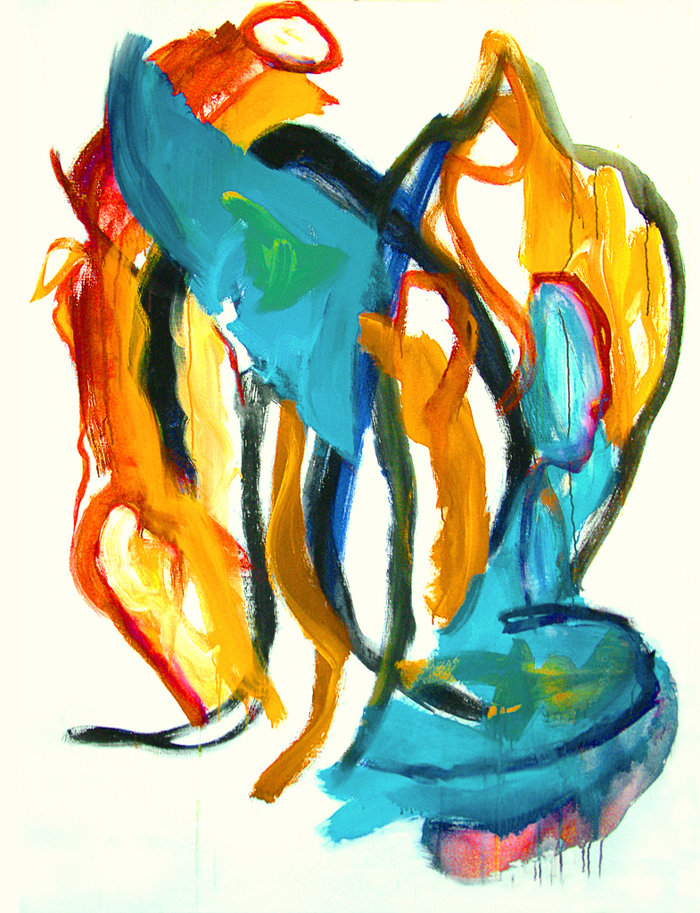 'Ziel van een Engel' - groot symbolisch-abstract kleurig schilderij te koop of te huur - Abstract Expressionisme (click voor grotere afbeelding)