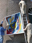 Tijdens Lekart 2008 hebben Ben Vollers en ik in molen 'De Hoop' te Culemborg samen een aantal groot formaat BenFo-schilderijen ter plekke geschilderd.
Tijdens dit korte project 'Mill with a view' zijn deze kleurige, abstract-expressionistische schilderijen - al jammend ontstaan. De werken zijn voor een gehalveerde prijs te koop: 1600 euro. Maar kom ze eerst beslist 'life' bekijken, voor een afspraak: fons-1951@outlook.com.