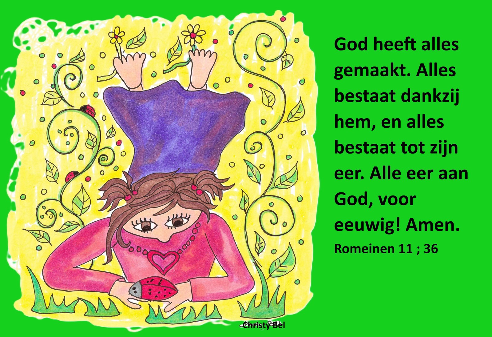 Dankbaar meisje met lieveheersbeestje