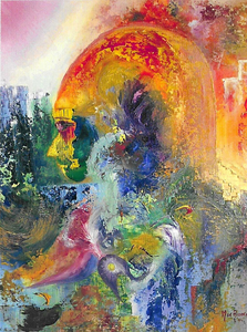 Abstracte schilderijen op speciaal geprepareerd 400 gram acryl papier met linnen structuur. Inclusief lijst en passe-partout.