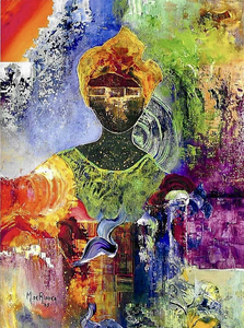 Abstracte schilderijen op speciaal geprepareerd 400 gram acryl papier met linnen structuur. Inclusief lijst en passe-partout.