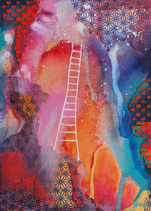 In deze kleurrijke, intuïtief abstracte schilderijen is een ladder verwerkt. De ladder heeft een symbolische waarde die voor iedere kijker een andere betekenis kan hebben. Voor Sylvia zelf staat het symbool voor persoonlijke ontwikkeling.
