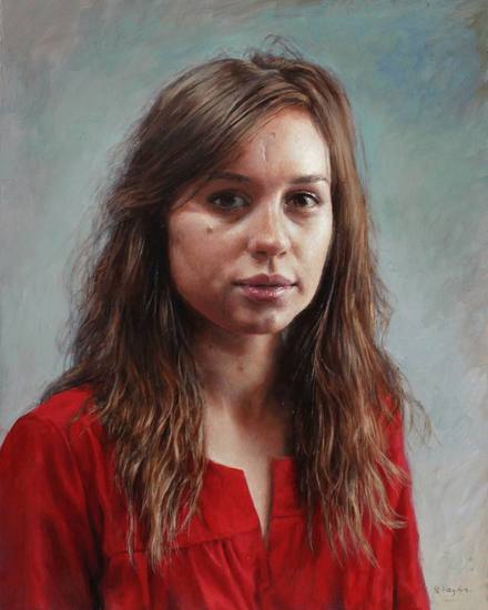portret van een vrouw in rood