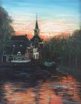 Realistische dorpsgezichten in olieverf en aquarel