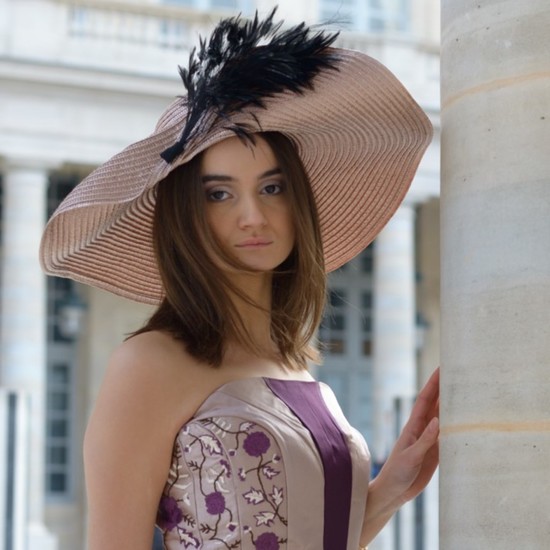 grote flapper hoed - oud roos