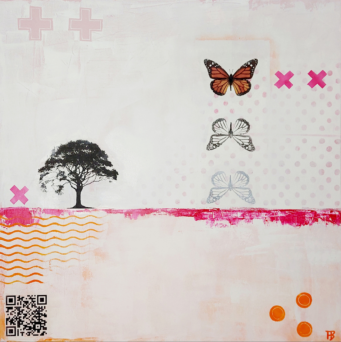 Compositie vlinder roze