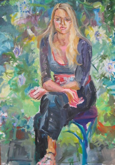 portret Andrea met passiebloemen