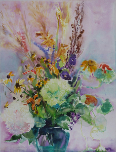 stillevens van vooral bloemen,in een vaas of in de tuin
still lifes mostly flowers in a pot or painted in my garden