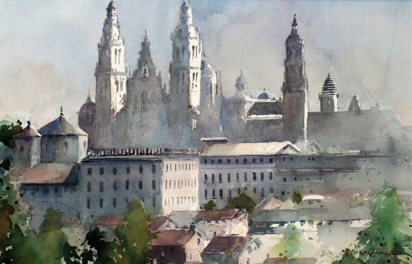 Zicht op Santiago de Compostela