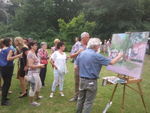 Schilderen op locatie o.a. bij bruiloften en partijen, bedrijfsfeest of jubilea. Wij maken een impressie van het feest, en het schilderij kan na 3,5 tot 4 uur aangeboden worden aan de feestelingen.