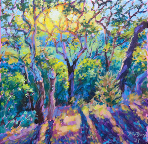 landschappen in aquarel op papier, acrylverf op doek of paneel en olieverf op doek en paneel