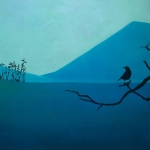 Blauwe berg met vogel Blauwe berg met vogel