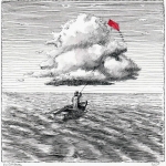 De rode vlieger bij de donderwolk De rode vlieger bij de donderwolk