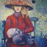 Lady & 3 cats Lady & 3 cats