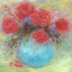 Rozen in blauw vaasje Rozen in blauw vaasje