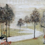 textile painting 'picking flowers' textile painting 'picking flowers'