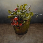 Bloempot met rozenbottels Bloempot met rozenbottels