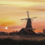 avondrood over de Zaanse Schans avondrood over de Zaanse Schans