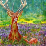 Curious deer with young one. Curious deer with young one.