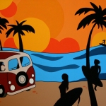 VW busje met surfers VW busje met surfers