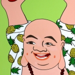 Blije Buddha met fruit Blije Buddha met fruit