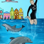 Eline op zee zwemt met dolfijnen Eline op zee zwemt met dolfijnen