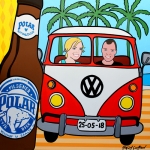 vw bus met biertje op het strand vw bus met biertje op het strand