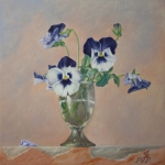 Bloemstilleven 2 Viooltjes in Glas met Zilveren voet Bloemstilleven 2 Viooltjes in Glas met Zilveren voet