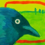 Bird waiting for orange entrance gate Bird waiting for orange entrance gate
