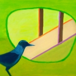 the bird is wondering to go in or to stay out the bird is wondering to go in or to stay out