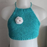 Haltertop Roos Blauw/wit Haltertop Roos Blauw/wit