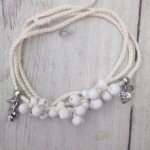 Ibiza armband gehaakt kralen/bedels wit/creme Ibiza armband gehaakt kralen/bedels wit/creme