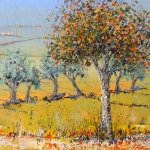 Orange tree and green fields Orange tree and green fields